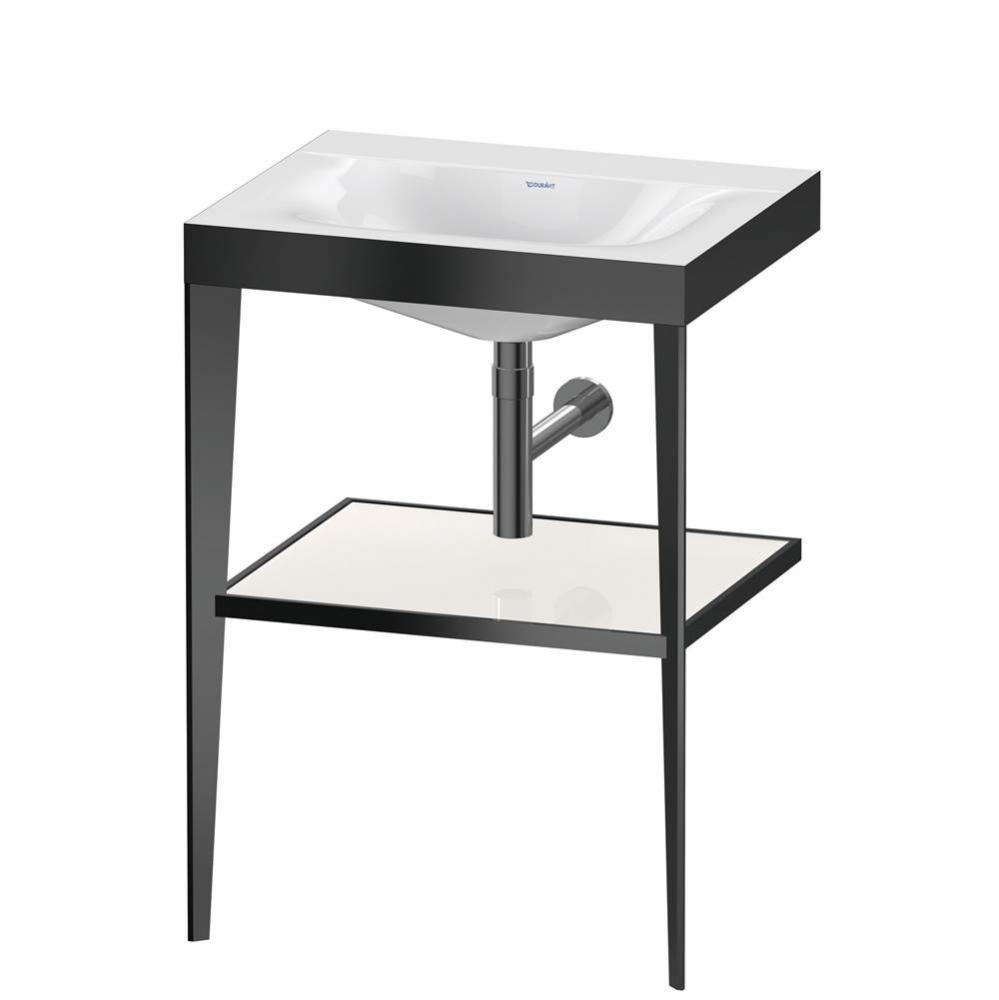Duravit XViu 23 5/8'' Console Sink in Matte Black and High Gloss White Shelf