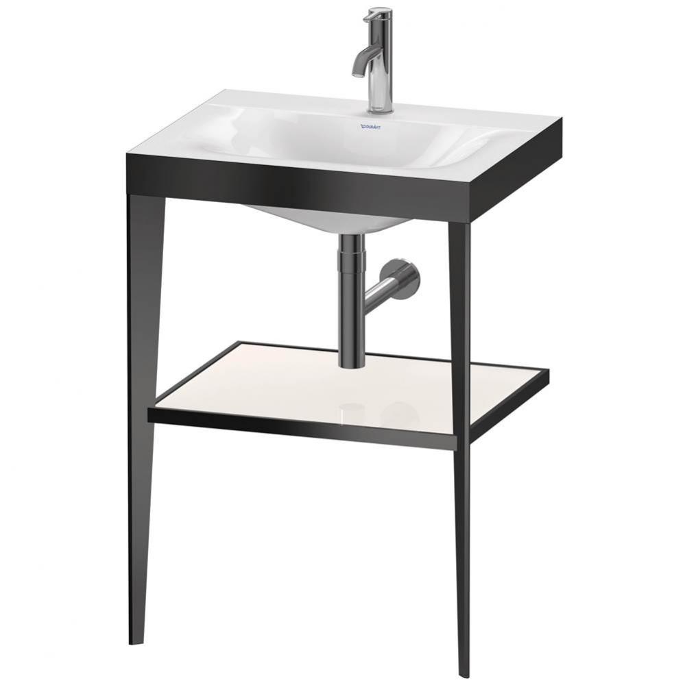 Duravit XViu 23 5/8'' Console Sink in Matte Black and High Gloss White Shelf