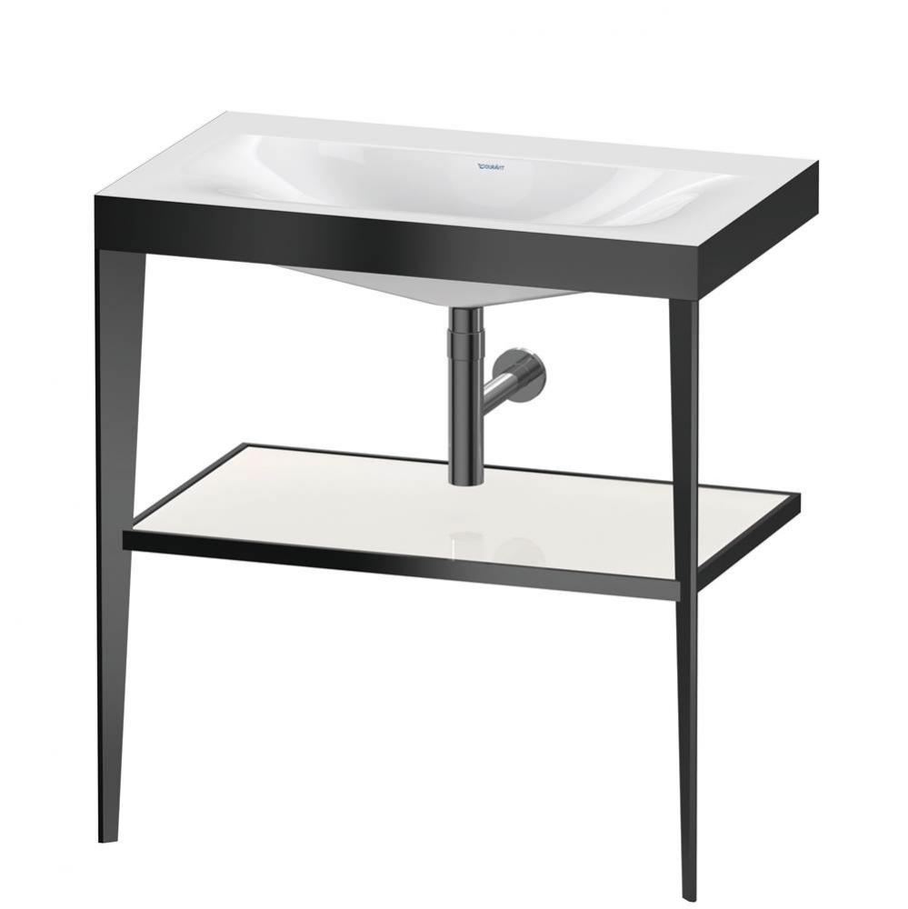 Duravit XViu 31 1/2'' Console Sink in Matte Black and High Gloss White Shelf