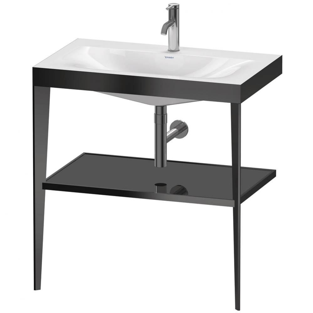 Duravit XViu 31 1/2'' Console Sink in Matte Black and High Gloss Black Shelf