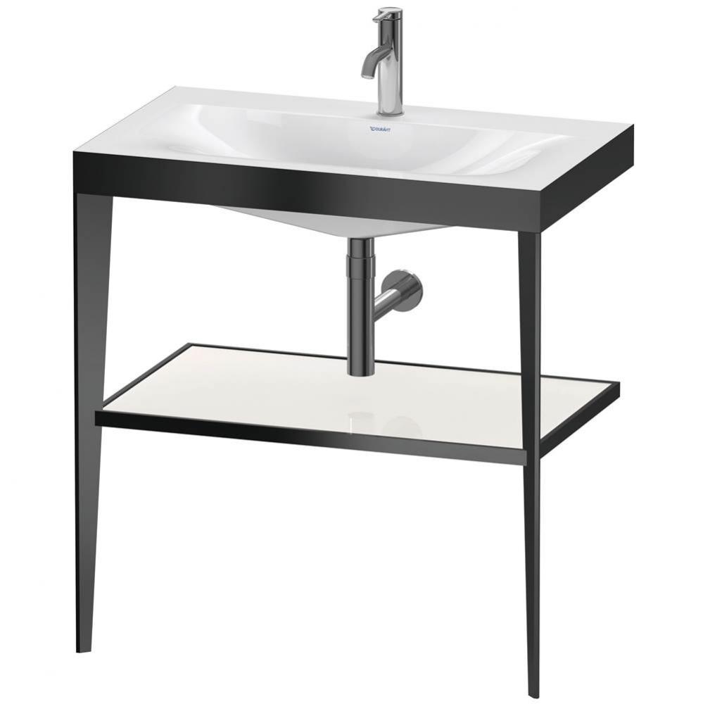 Duravit XViu 31 1/2'' Console Sink in Matte Black and High Gloss White Shelf