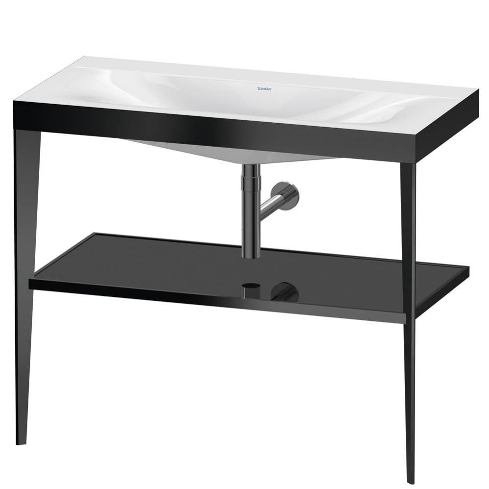 Duravit XViu 39 3/8'' Console Sink in Matte Black and High Gloss Black Shelf
