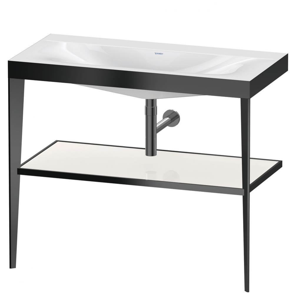 Duravit XViu 39 3/8'' Console Sink in Matte Black and High Gloss White Shelf
