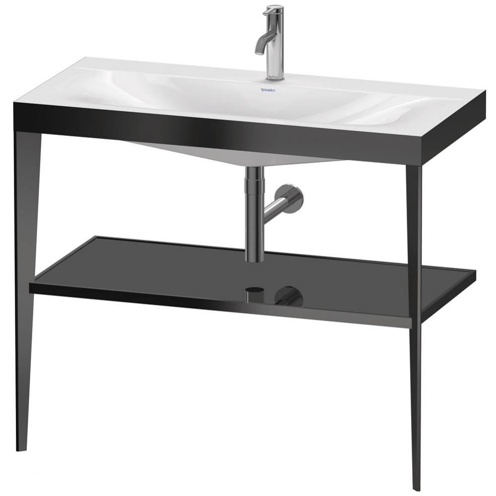 Duravit XViu 39 3/8'' Console Sink in Matte Black and High Gloss Black Shelf