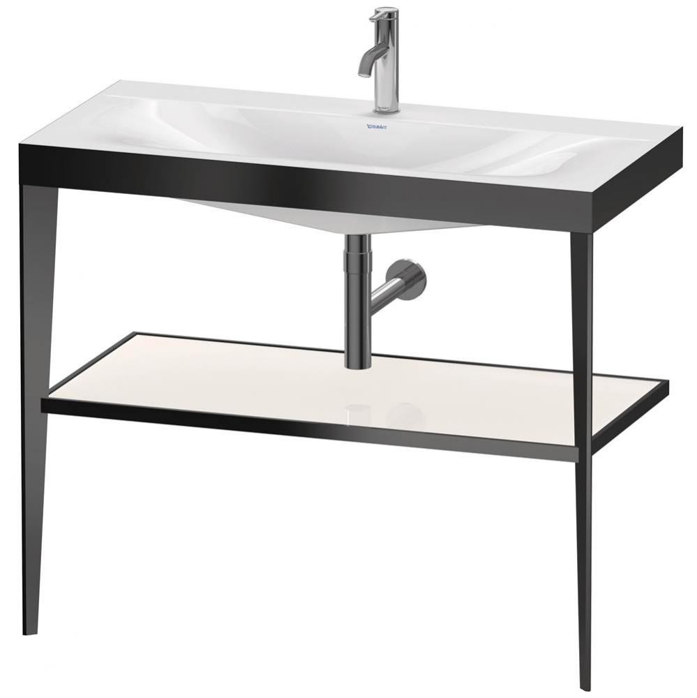 Duravit XViu 39 3/8'' Console Sink in Matte Black and High Gloss White Shelf