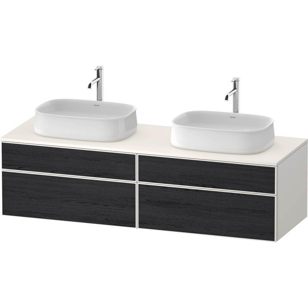 Duravit Zencha 39 3/8'' Wall Mount Double Vanity Cabinet in Black Oak, Sink Sold Separat