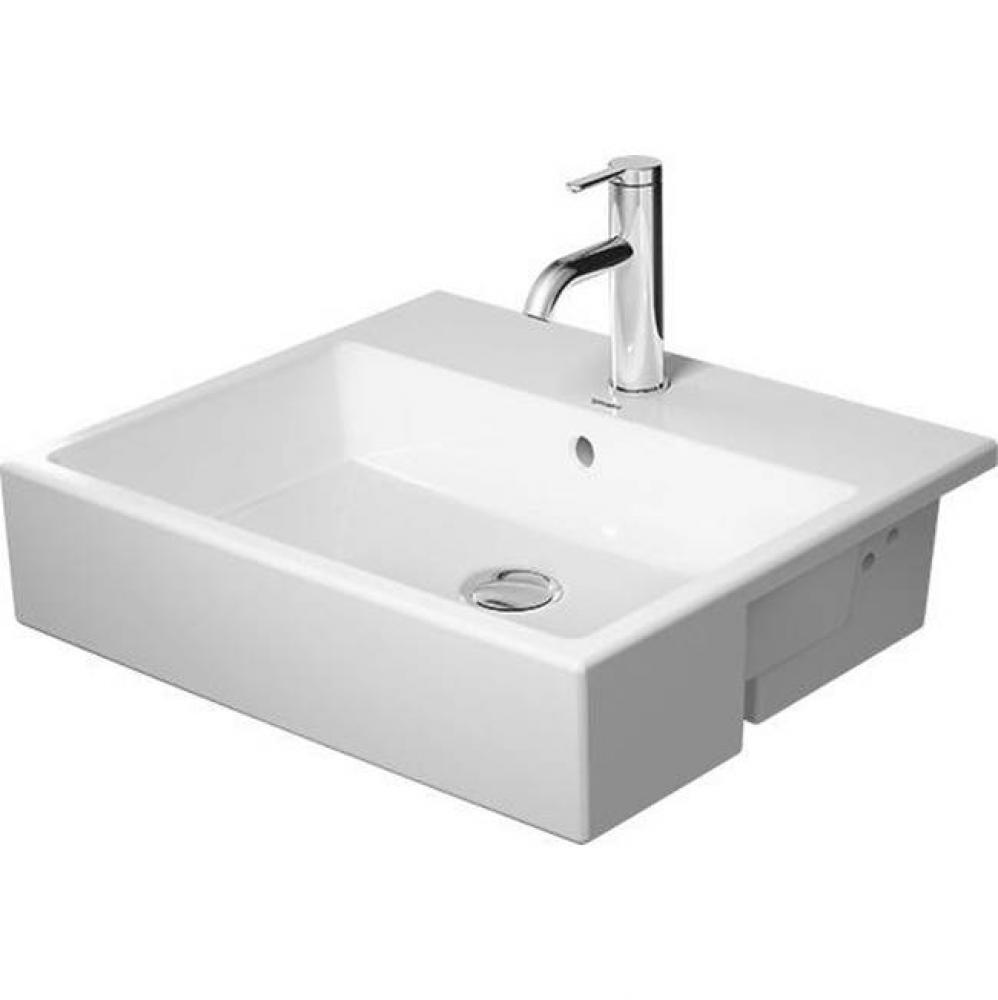 Duravit Vero 21 5/8'' Rectangular Semi-Recessed Sink in White with Single Faucet Hole an