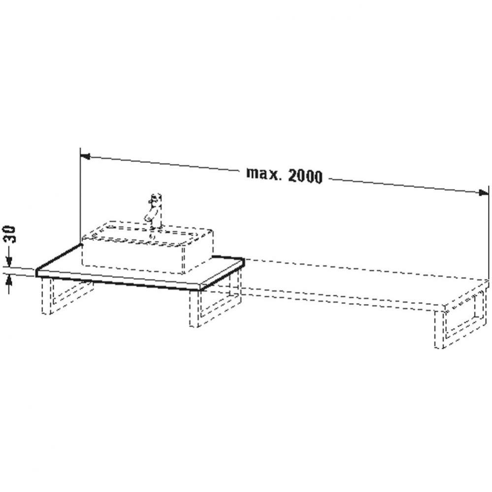 LC console variable, 1 cut-out, 30x800x550mm, Chestnut
