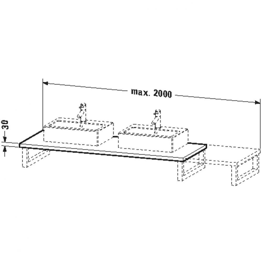 LC console variable, 2 cut-outs, 30x800x550mm,
