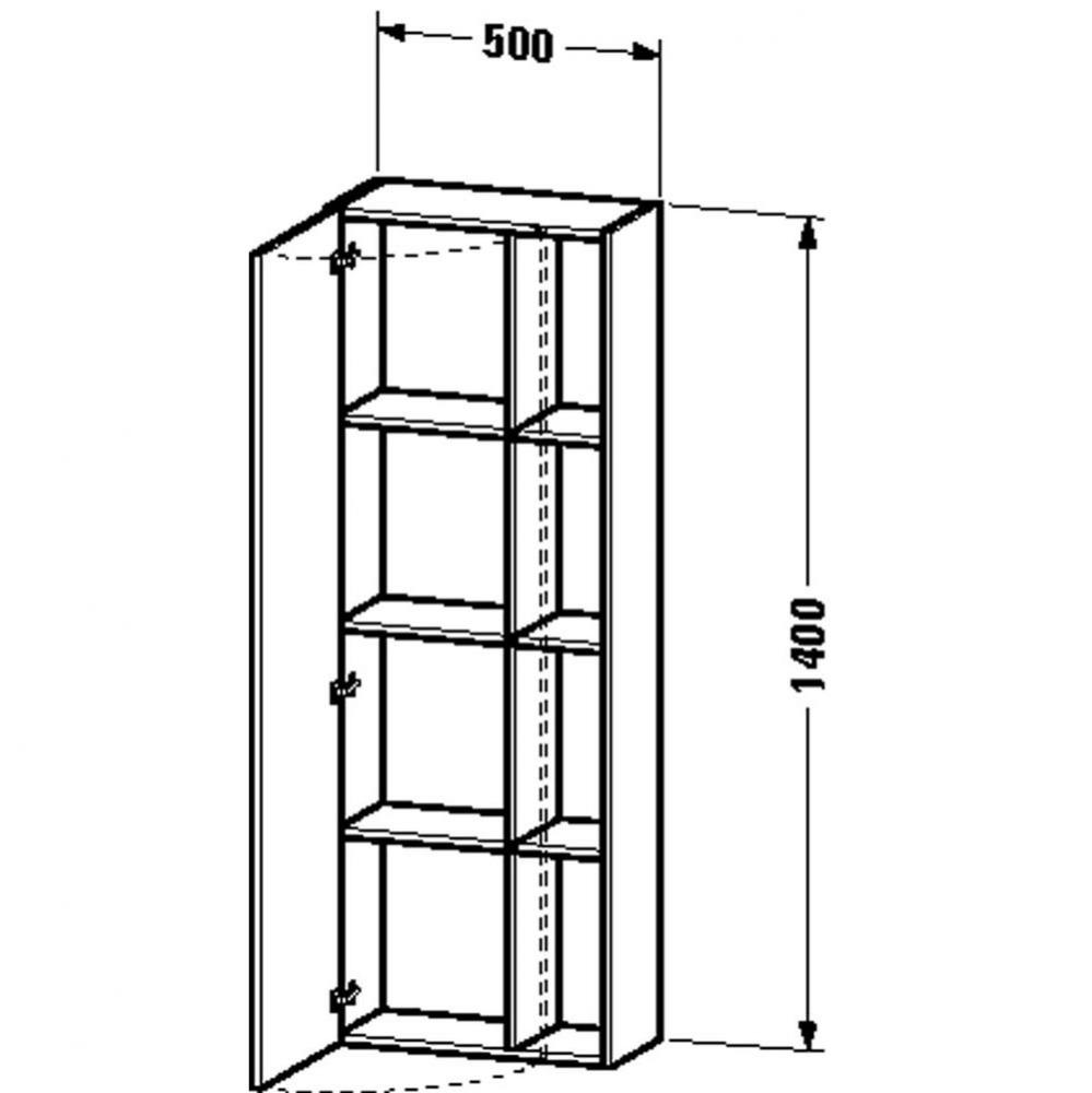 DS Tall Cabinet Eur Oak, Chest Dk - HxWxD: 55 1/8''x19 5/8''x9