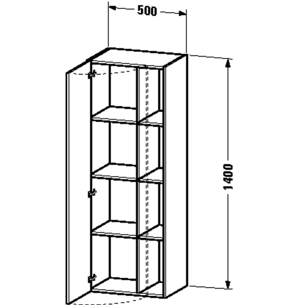 DS Tall Cabinet White M, Eur Oak - HxWxD: 55 1/8''x19 5/8''x14