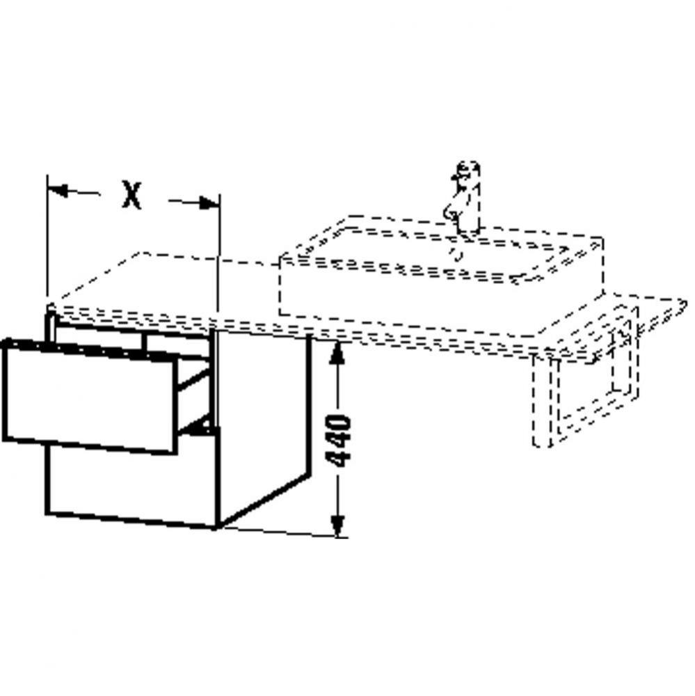 HD2 Low cab 2 drawers for console 440x600x550,