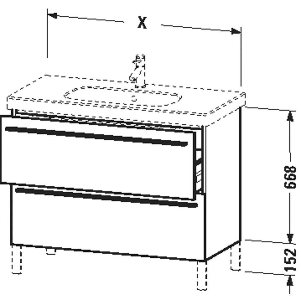 Duravit X-Large Two Drawer Floorstanding Vanity Unit American Walnut