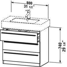 Duravit XL657305151 - X-Large vanity unit, Pine Terra 740x800x470mm, 3 drawers for