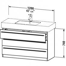 Duravit XL657501818 - X-Large vanity unit, White Matt 740x1200x470mm, 3 drawers for