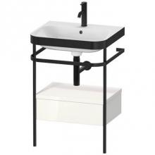 Duravit HP4740O2222 - Duravit Happy D.2 22 5/8'' Console Sink in Matte Black and High Gloss White Shelf, with