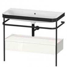 Duravit HP4743N2222 - Duravit Happy D.2 38 3/8'' Console Sink in Matte Black and High Gloss White Shelf, with