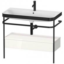 Duravit HP4743O2222 - Duravit Happy D.2 38 3/8'' Console Sink in Matte Black and High Gloss White Shelf, with