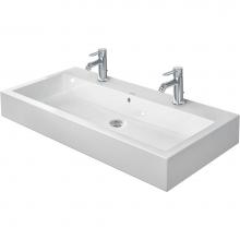 Duravit 0454100024 - Duravit Vero 39 3/8'' Rectangular Wall Mounted Sink in White with Two Sets of Single Fau