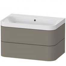 Duravit HP4347N9292 - Happy D.2 Plus Two Drawer C-Shaped Wall-Mount Vanity Kit Stone Gray