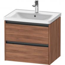 Duravit K25282079790000 - Duravit Ketho.2 25'' Wall Mount Two Drawer Single Vanity Cabinet in Natural Walnut, Sink