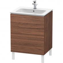 Duravit LC662502121 - Duravit L-Cube 24 3/8'' Wall Mount Two Drawer Single Vanity Cabinet in Dark Walnut, Sink
