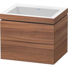 Duravit LC6926N7979 - Duravit L-Cube 23 5/8'' Wall Mount Two Drawer c-bonded Single Vanity in Natural Walnut,