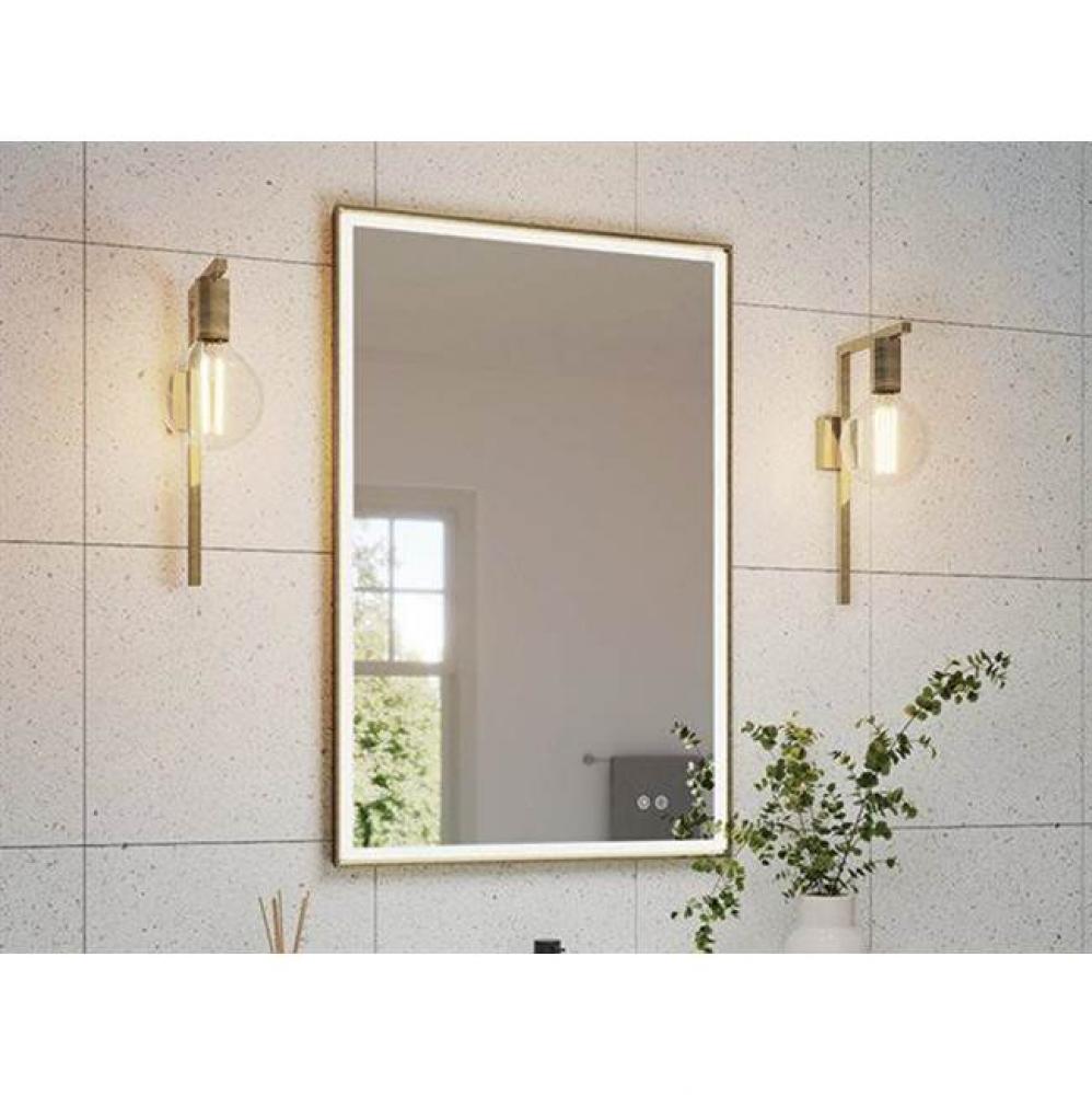 ARTUS FRAMED MIRROR 42'' W x 36'' H +DEFOG +LIGHT, GUN METAL