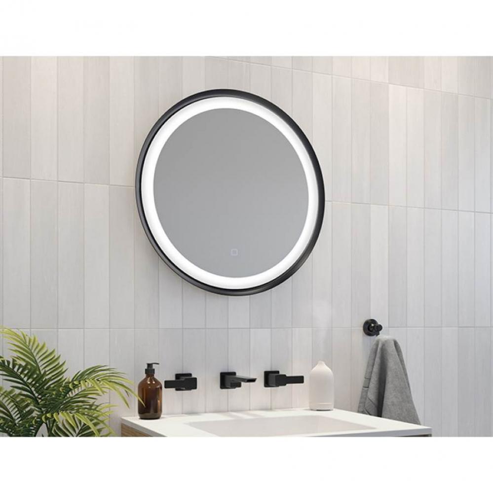 SOLIS MIRROR 36'' ROUND BLACK /  WITH DEFOGGER & DIMMER