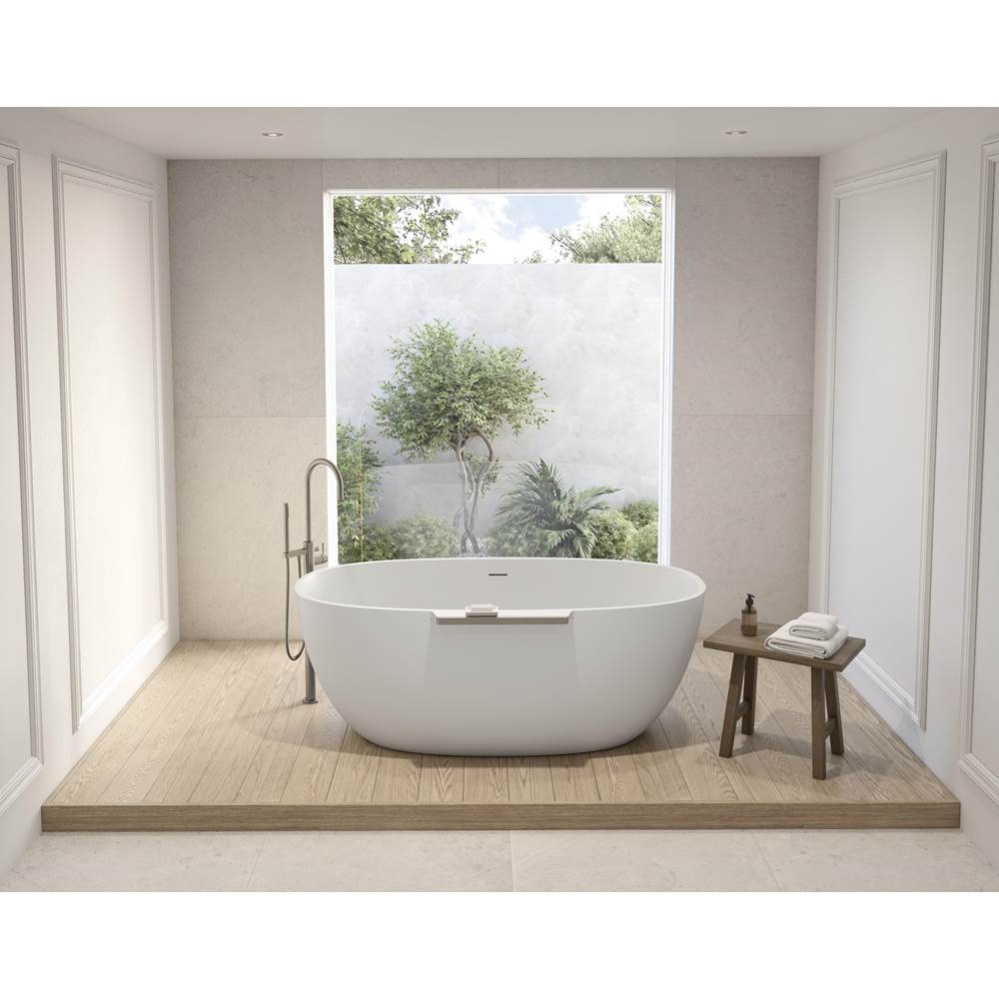 ARIA STONE LUCIA TUB/63 X 35/WHITE TUB / BRUSHED NICKEL TRIM