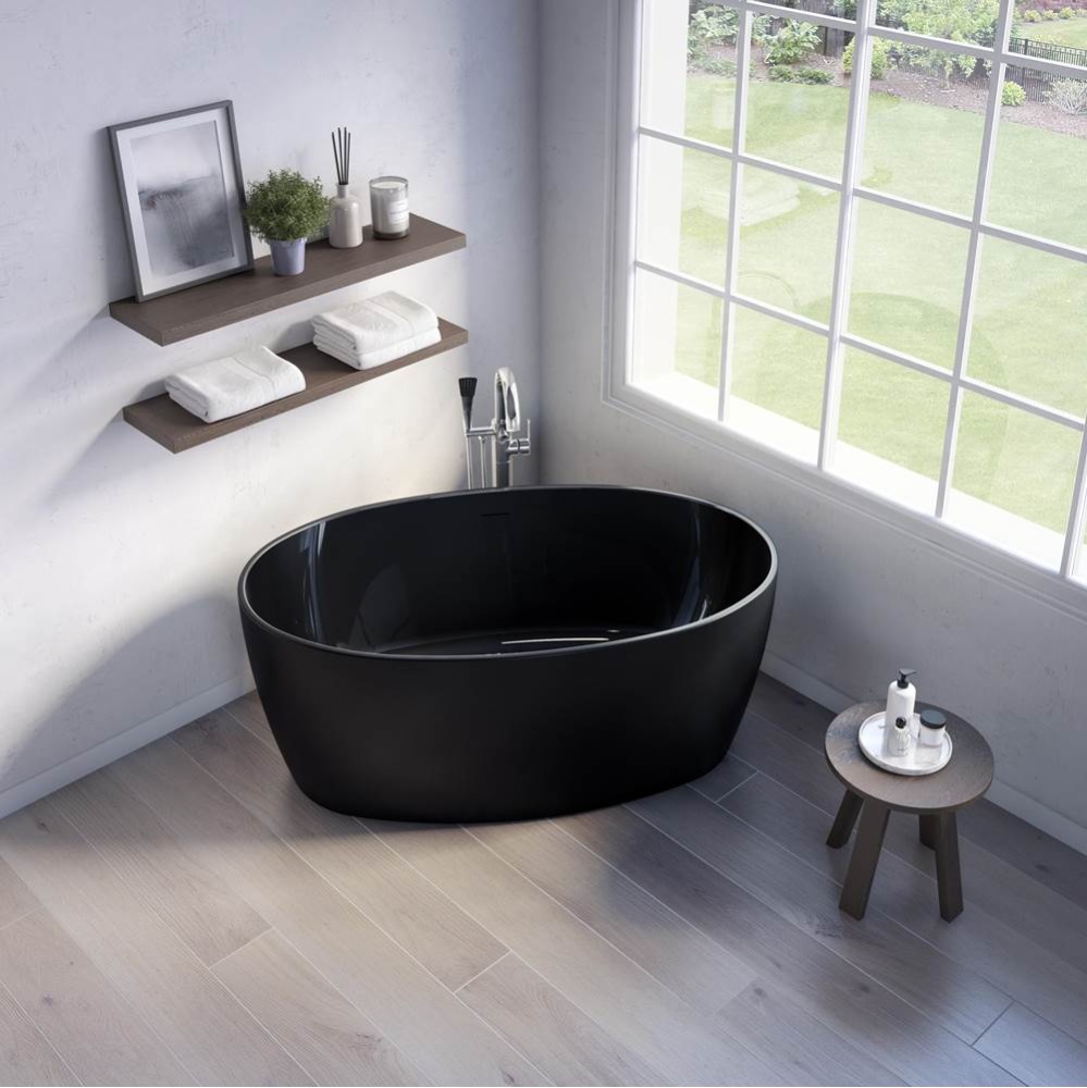 ARIA VOCE TUB/6732/MATTE BLK EXT/GLOSS BLK INT/BLK DRAIN COV