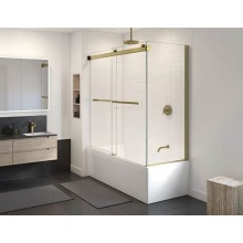 Fleurco NPUST6032R-12-40 - GEMINI PLUS TUB 60 x 32/BRUSHED GOLD/10MM/RIGHT/SEKUR Plus