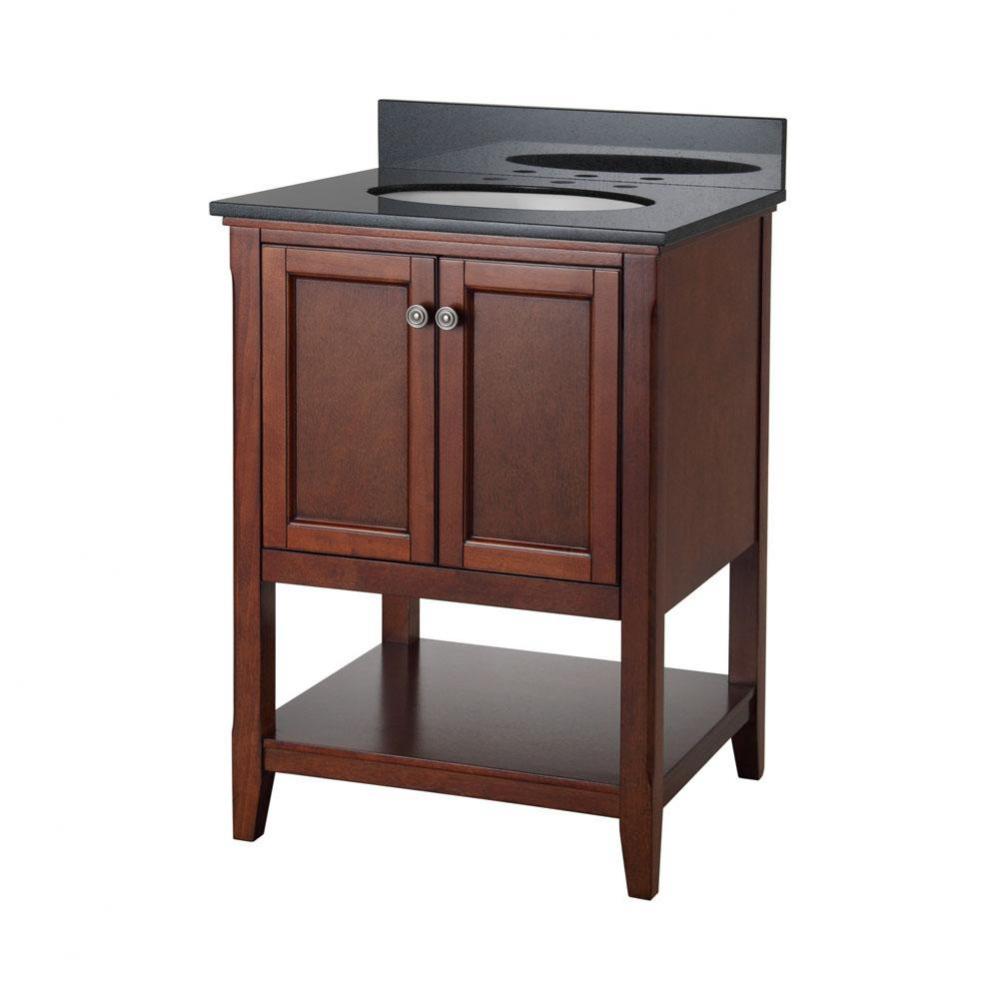 Auguste 24 inch bathroom vanity in chestnut with two doors and open