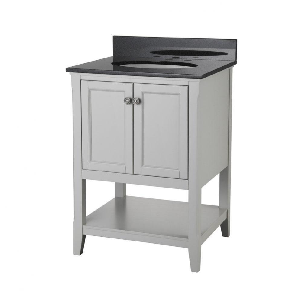 Auguste 24 inch bathroom vanity in gray with two doors and open