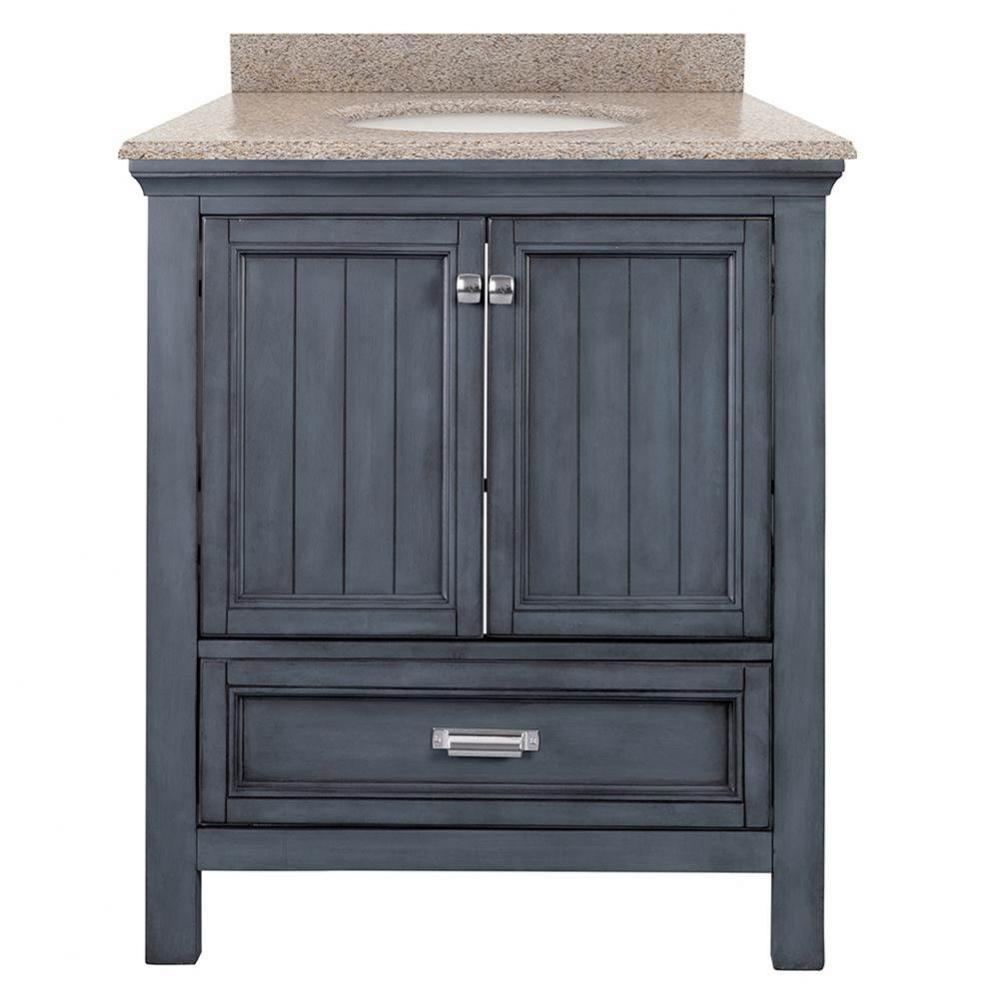 Brantley 31'' Harbor Blue Vanity with Rushmore Grey Granite Top