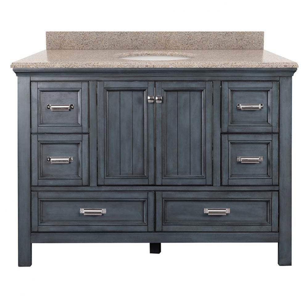 Brantley 49'' Harbor Blue Vanity with Mohave Beige Granite Top