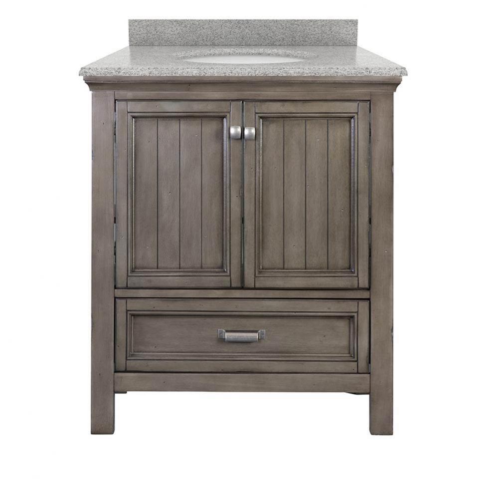 Brantley 31'' Distressed Grey Vanity with Rushmore Grey Granite Top