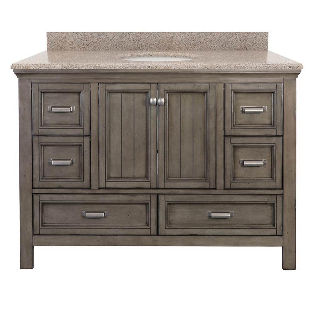 Brantley 49'' Distressed Grey Vanity with Mohave Beige Granite Top