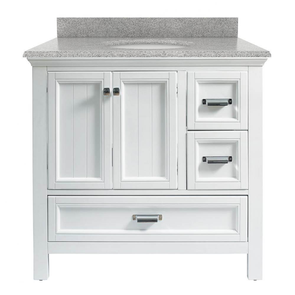 Brantley 37'' White Vanity with Rushmore Grey Granite Top