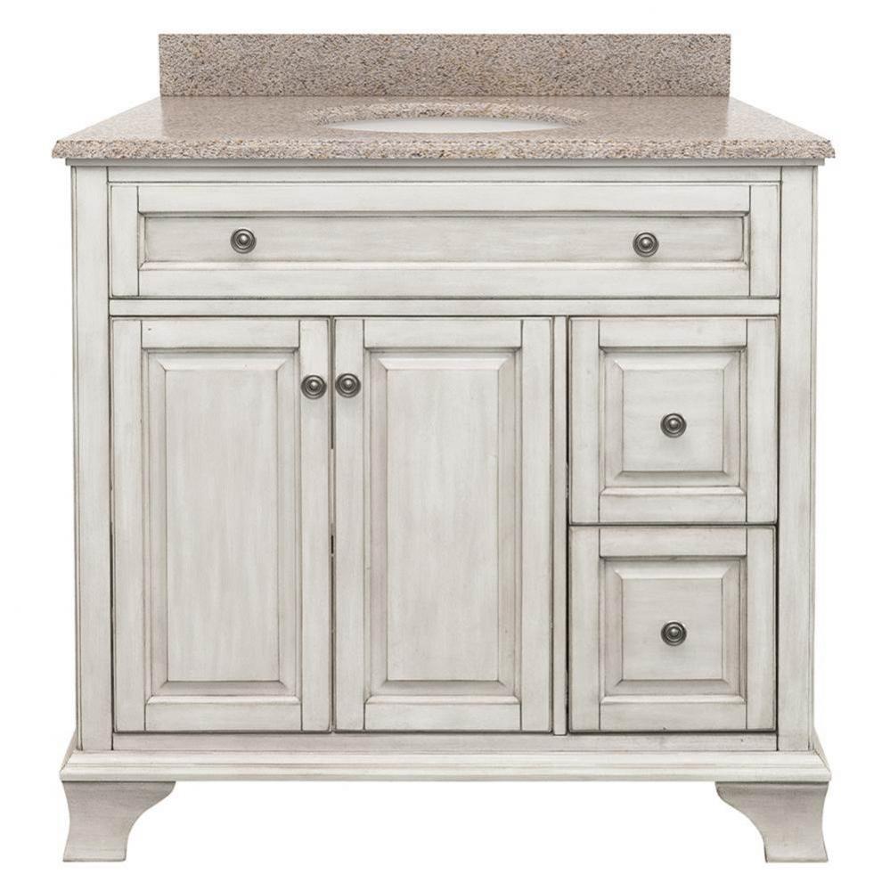 Corsicana 37'' Antique White Vanity with Mohave Beige Granite Top