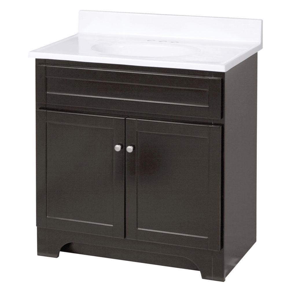 Columbia 30 inch espresso bath vanity with cultured marble vanity