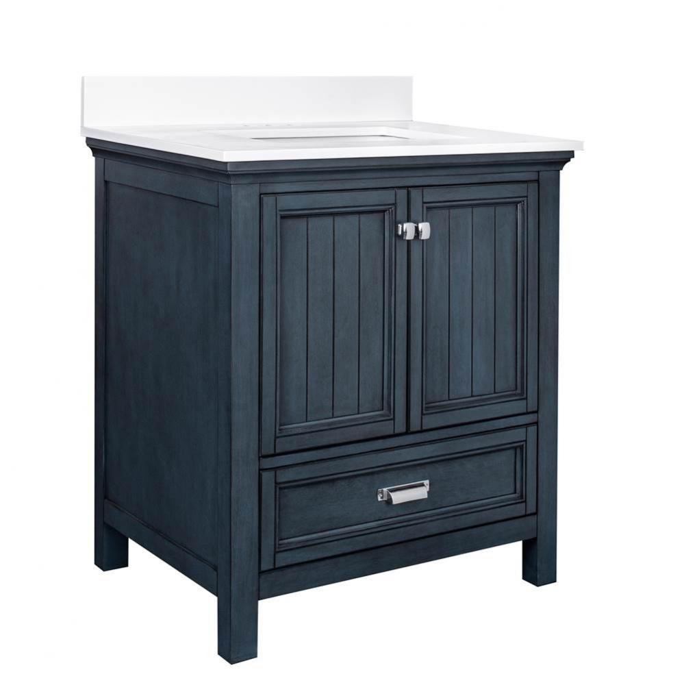 Brantley 31'' Harbor Blue Vanity with Carrara White Marble Top