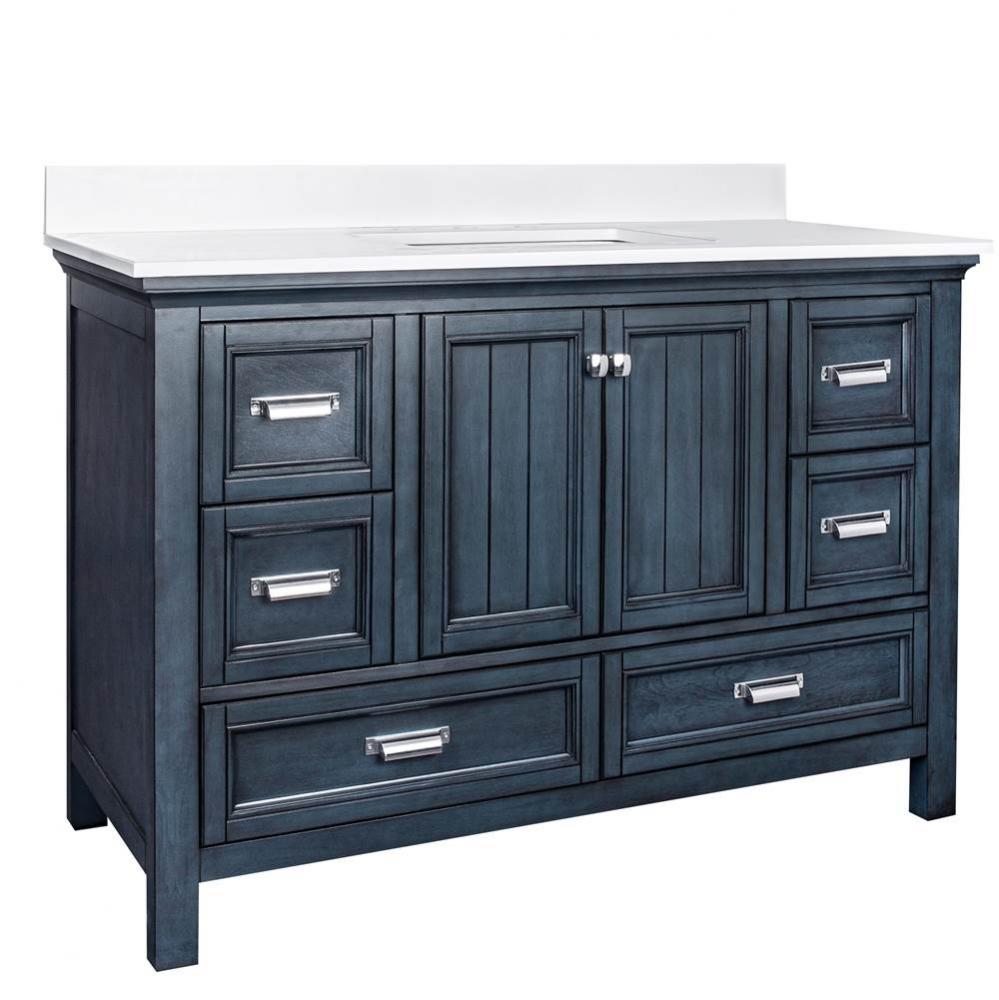 Brantley 49'' Harbor Blue Vanity with Silver Crystal White ES Top