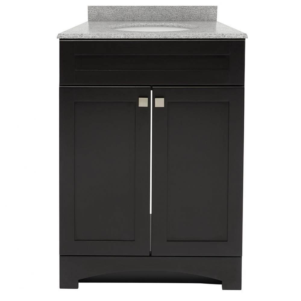 Monterrey 25'' Black Coffee Vanity with Rushmore Grey Granite Top