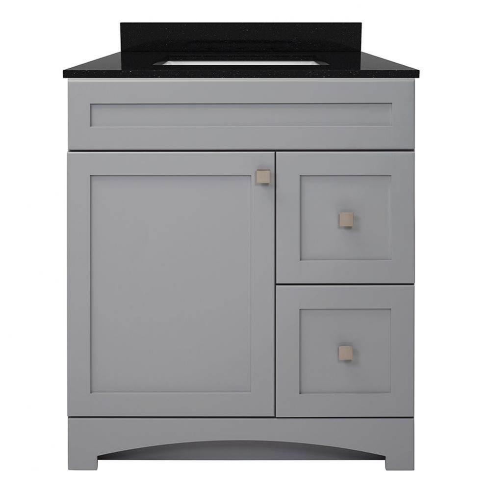 Monterrey 31'' Cool Grey Vanity with Carrara White Marble Top