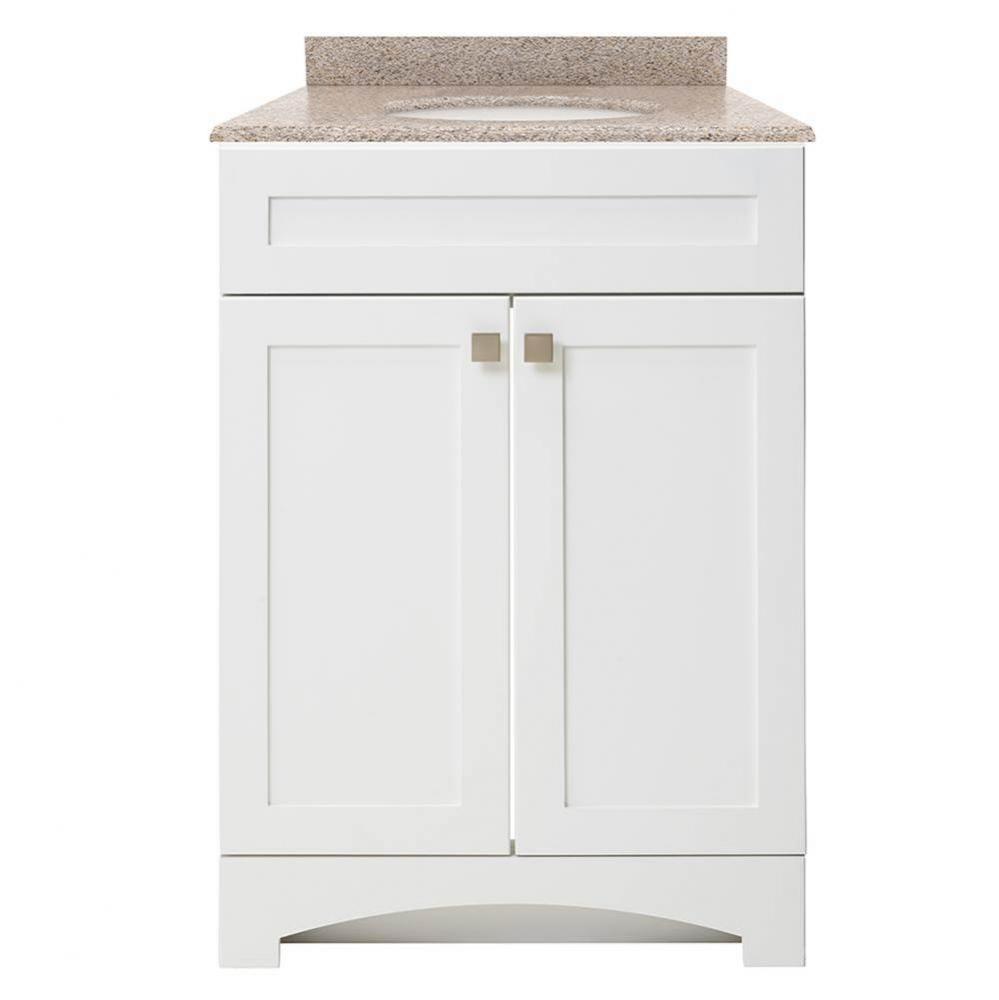 Monterrey 25'' Flat White Vanity with Mohave Beige Granite Top