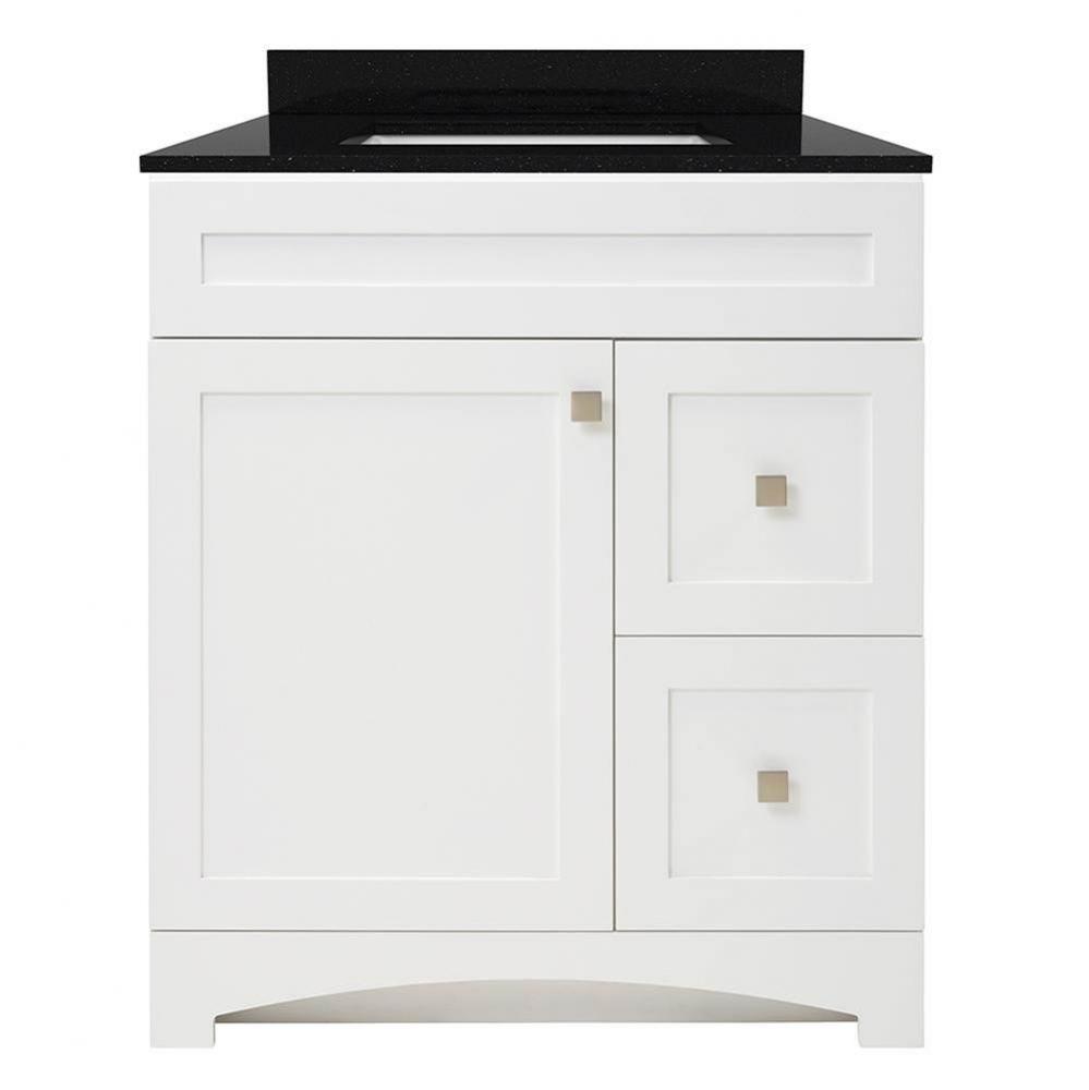 Monterrey 31'' Flat White Vanity with Carrara White Marble Top
