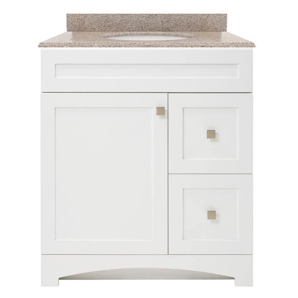 Monterrey 31'' Flat White Vanity with Mohave Beige Granite Top