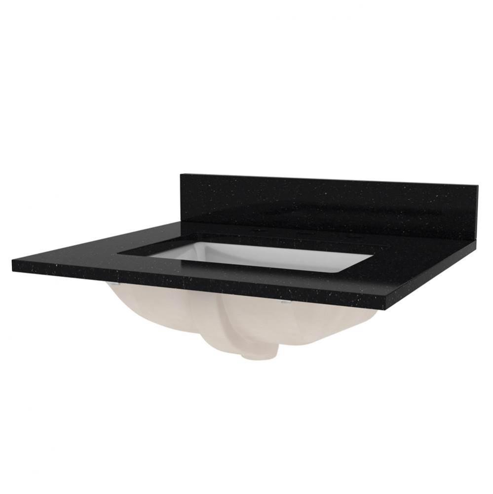 25'' Black Galaxy Granite Top with White Rectangular Bowl