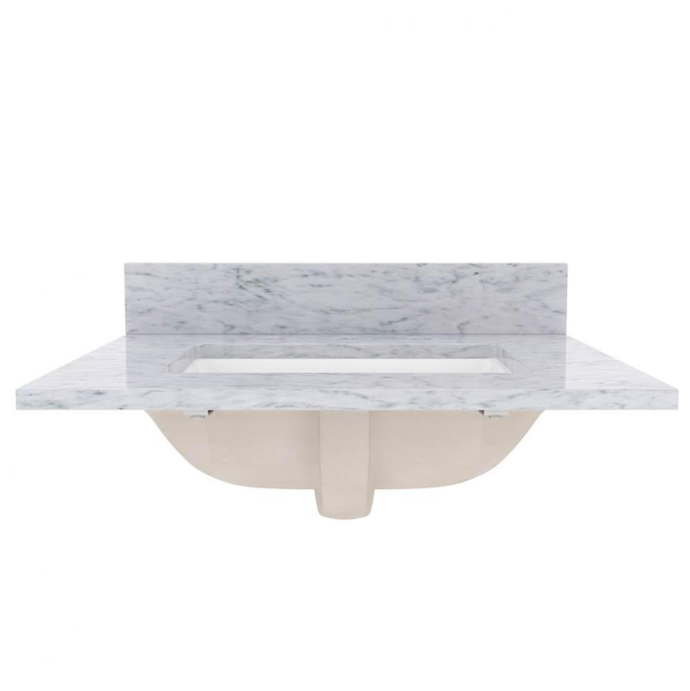 25'' Marble top, Carrara, Rectangular Bowl
